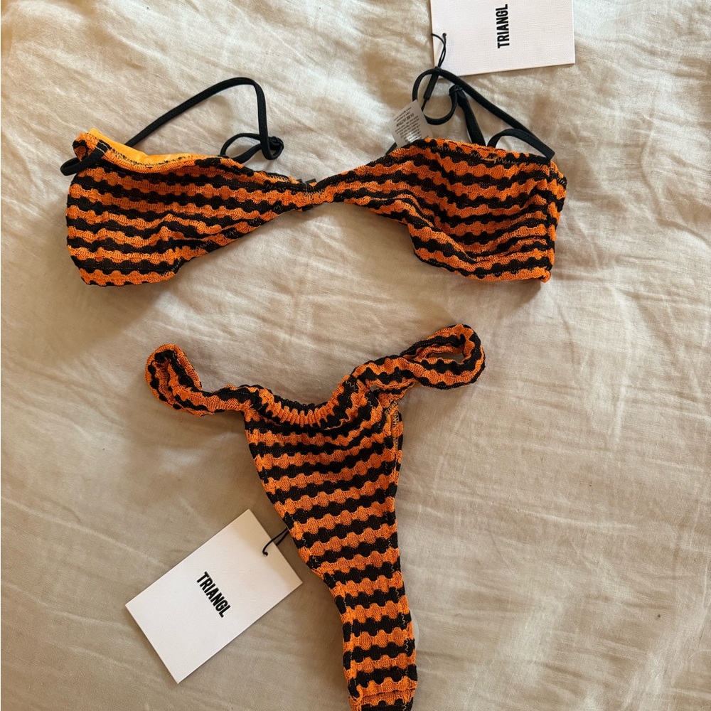 NWT Triangl Orange and Black Bikini Set